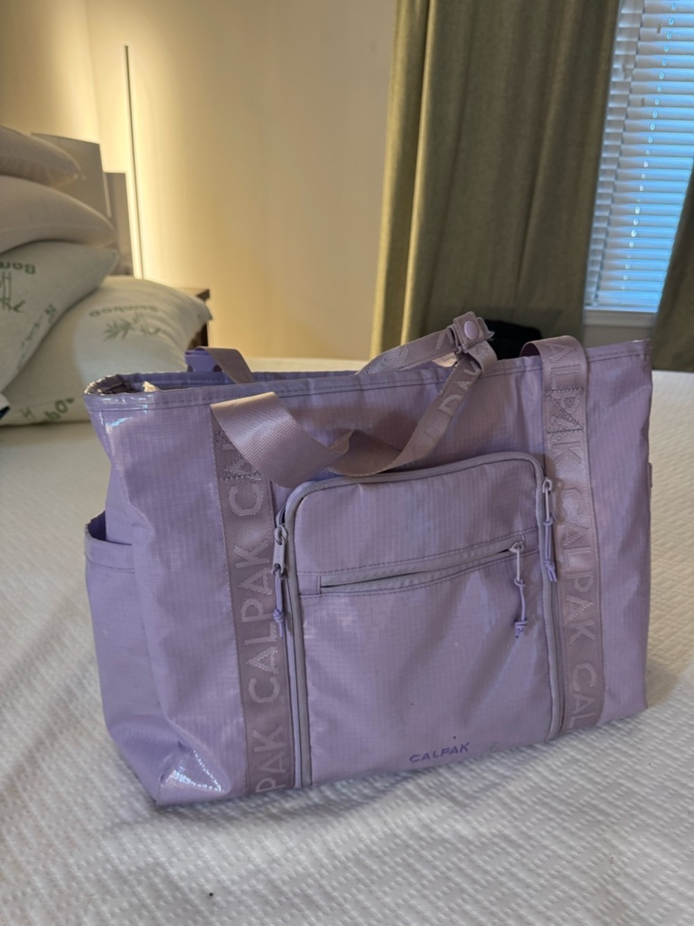 Calpak Lavender Light Purple Tote with Front Pocket